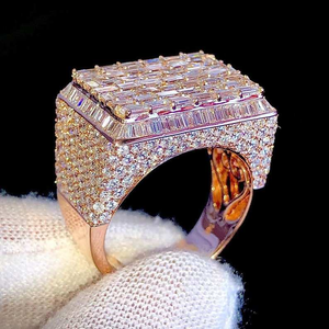 Bague de luxe en moissanite baguette sertie de pierres, en argent sterling, pour homme, style hip-hop, bijou de mode affirmé - Product Image 5