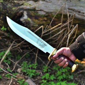 Nouvelle édition personnalisée de couteau de chasse Bowie J2 en acier fait main de 17 pouces avec manche en bois et laiton, couteau à lame fixe de collection, le plus tranchant - Product Image 5