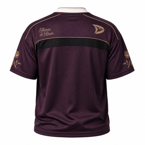 Custom Deep Plum Mesh Jersey Men Oversized <b>Y2K</b> Streetwear Sports <b>Top</b> Silk Screen Rose Print Embroidery Logo Short Eco-Friendly - Product Image 3