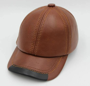 Brown Leather Look <b>Baseball</b> <b>Cap</b> Structured Bill Snapback Hat Casual Outdoor Headwear - Product Image 6