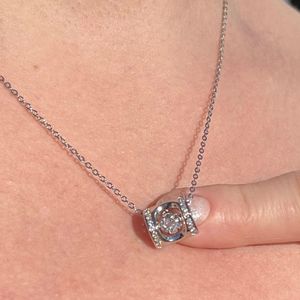 Round Cut Moissanite Sterling Silver Cute Party Unique Necklace for Women - Product Image 2