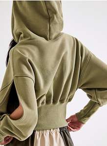 Sweat à capuche en molleton pour femme, style streetwear, 100% coton, à manches ouvertes, pull-over de haute qualité, étiquette personnalisable, printemps automne, décontracté - Product Image 6