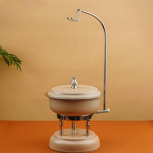 Calentador de sopa de lujo redondo colgante de acero inoxidable beige mate con soporte de gancho de arco alto, unidad individual - Product Image 1
