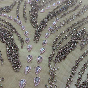 Tela de Lentejuelas Metálicas con Cuentas Geométricas y Brillo Personalizado, Color Oro Rosa, para Confección de Vestidos de Fiesta de Alta Gama para Mujer - Product Image 2