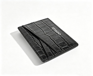 [Top Item] Castello Genuine Leather Slim Credit Card Case <b>Holder</b> <b>Wallet</b> Silver Foiled Logo No Closure Multi-Use Color - Product Image 3