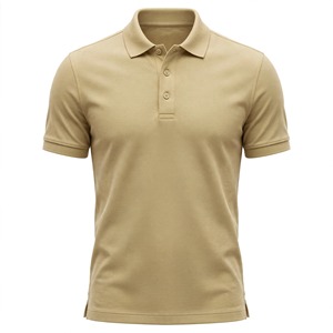 <b>Men's</b> <b>Khaki</b> Short Sleeve Pique Polo <b>Shirt</b> Solid Color Casual Breathable Knitted Regular Fit - Product Image 1