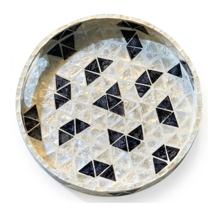 Exquisite Detail Mother of Pearl Inlay <b>Tray</b> Handcrafted Decorative Platter for Discerning Home Storage - Product Image 1
