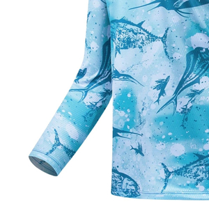 Camisa de Pesca de Manga Larga para Hombre, Sublimada con Estampado de Marlin, Protección Solar UPF, Tipo Pullover - Product Image 3