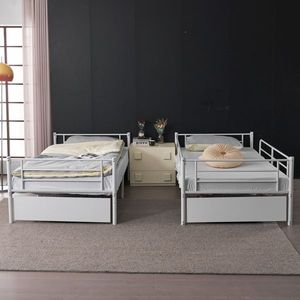 Letto a Castello Bianco Convertibile con 2 Cassetti Portaoggetti, Letto in Metallo per Bambini Divisibile in Due Letti Singoli - Product Image 3