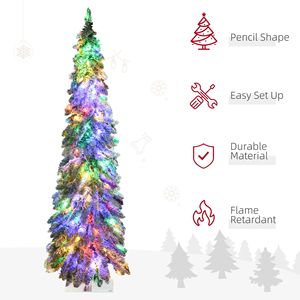 Albero di Natale Sottile Preilluminato da 150 cm con 150 Luci LED Calde, Effetto Neve e Design a Raggi di Luce Verso il Basso, 210 cm per Decorazioni Natalizie - Product Image 6