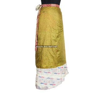 Jupe longue d'été réversible à double couche, imprimé floral, style saris en soie vintage, sexy, pour grandes tailles - Product Image 5