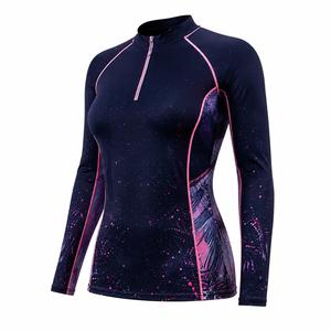Haut de protection anti-UV à manches longues pour femme, couleurs personnalisées, impression numérique, écologique, séchage rapide, en Spandex et Polyester, idéal pour la natation - Vente chaude - Product Image 3
