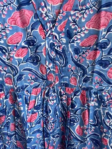 Vestido Maxi Vintage con Bordado Floral para Mujer, Estampado a Mano, Sin Mangas, Algodón Indio con Decoración de Borlas, Hecho a Mano - Product Image 6
