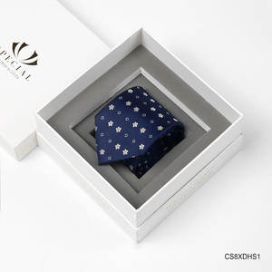 Cravate de luxe pour homme 100% soie de mûrier pure - Design exclusif bleu tissé |   CS8XDHS1 |   Collection Tinh Vu Vietnam - Product Image 1