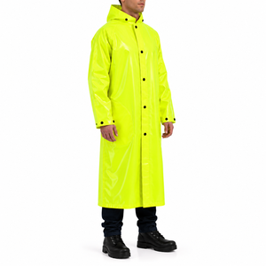 Custom <b>Men</b> <b>Raincoat</b> <b>Long</b> Waterproof Rain Jacket Heavy Duty Hooded Trench Coat Solid Color Custom Outdoor Workwear <b>Raincoat</b> Coat - Product Image 3