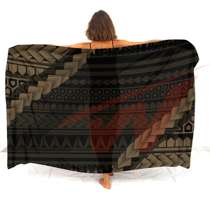 Sarong de plage tribal polynésien personnalisé pour femme, motif fleurs douces, jupe de bain, imprimé hibiscus ISLAND, sur mesure - Product Image 3