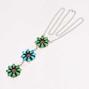 Collar Floral Turquesa Verde Hielo, Collar Boho de Plata Esterlina, Joyería Artesanal de 20 Pulgadas, Regalo para Mujer - Product Image 4