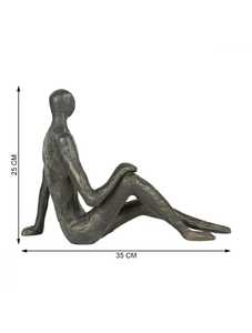 Handmade Dark Gray Man Sculpture Sitting Figurine Brass Aluminum Abstract Art <b>Decor</b> for Living Room - Product Image 2