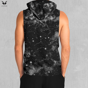 เสื้อฮู้ดดี้ผู้ชายพิมพ์ลายคอสมิกกาแล็กซี่ ปี 2026 คุณภาพสูงสุด บริการ OEM ODM สีดำ ระบายอากาศได้ดี สัมผัสนุ่ม ไม่มีแขน พร้อมออกแบบลายของคุณเอง - Product Image 2