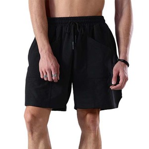 Pantalones Cortos Bermuda de Algodón Gris para Hombre, Cintura con Cordón, Bolsillos, Ropa Deportiva Informal para Gimnasio, Transpirables, de Tiro Medio - Product Image 2