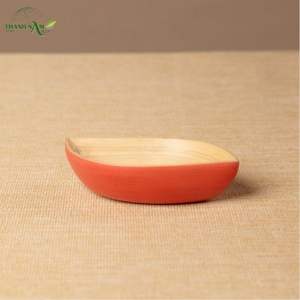 Handcrafted Customized Leaf Shape Spun Bamboo Bowl Natural <b>Grain</b> Matte Lacquer Finish Disposable Dishwasher Safe Eco-Friendly - Product Image 3