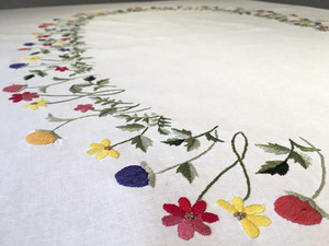 Mantel de Mesa Bordado a Mano, Moderno, de Algodón Blanco, con Flores Bonitas, Duradero, Lavable, en Todas las Medidas, Venta al Por Mayor - Product Image 2