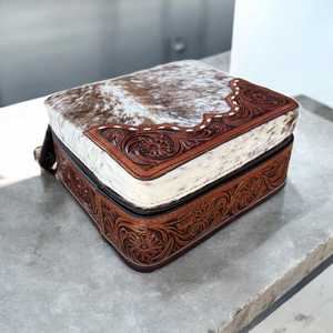 Western Cowhide Leather Jewelry Box Custom Sizes Colors Custom Logo Option Cute Trendy <b>Travel</b> Vanity Box Rodeo Style <b>Travel</b> Box - Product Image 1