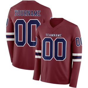 เสื้อฟุตบอลอเมริกันชายแบบสั่งทำพิเศษ-ผ้าสแปนเด็กซ์/โพลีเอสเตอร์ พิมพ์ลายดิจิตอลแบบรีดร้อน ระบายอากาศ แห้งเร็ว แขนยาว - Product Image 3