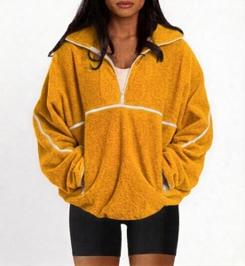Sweat à capuche personnalisé pour femme, épais, en molleton de coton, coupe oversize, à épaules tombantes, avec fermeture éclair, anti-plis - Product Image 1