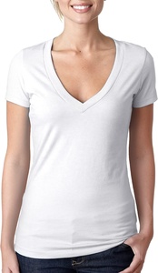 T-shirt pour femme, col en V, été, écologique, 100% coton, manches courtes - Product Image 4
