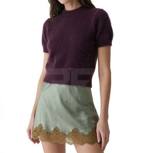 Women Summer Fairy Floral <b>Lace</b> Hem Patchwork Satin Silky <b>Elastic</b> Low Waist Short Mini Pencil Skirts - Product Image 1