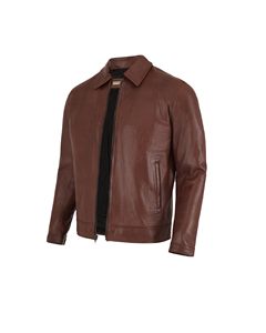 Chaqueta de Cuero Clásica con Cuello Polo para Hombre, Chaquetas de Trabajo con Cuello Camisero, Estilo Casual de Negocios - Product Image 3