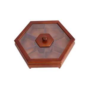 Natural Walnut Wood <b>Square</b> Divided Snack Tray 4 Grid Open Desktop <b>Nut</b> Serving Box Solid Wood Candy Dried Fruit Storage Organizer - Product Image 2