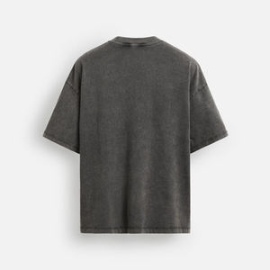 T-shirts personnalisés pour hommes en coton, style streetwear, coupe oversize, col rond côtelé, avec patch brodé, épaules tombantes, t-shirt vierge épais pour hommes - Product Image 5