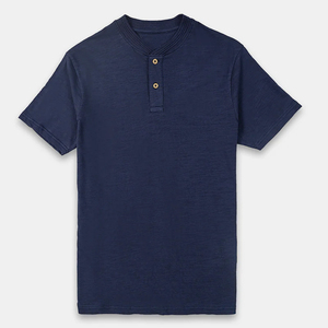 Camiseta de Hombre Azul Marino de Manga Corta con Cuello Redondo, de Algodón Jersey, Corte Regular, Color Sólido, Informal, Tejida - Product Image 1