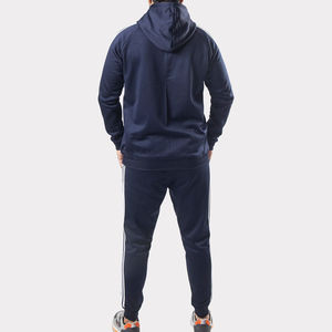 Chándal para hombre, chándal personalizado con logo, conjunto deportivo de forro polar, ropa de gimnasio para hombre, corte ajustado, con rayas, capucha y cremallera, traje deportivo. - Product Image 5