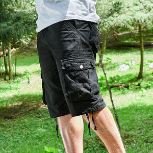 2026 New Arrival Men's Cargo Shorts Below Knee Length High Elasticity Button Fly Waistband 100% Cotton Solid Pattern Men's Short - Product Image 6