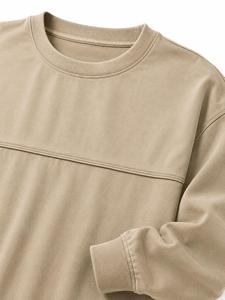 เสื้อสเวตเชิ้ตคอกลมสีเบจสำหรับผู้ชาย ทรงหลวม สีพื้น เรียบง่าย ถักทอ แขนยาว เหมาะสำหรับใส่ในฤดูหนาว ODM MOQ ต่ำ ผ้าฟลีซ ระบายอากาศได้ดี - Product Image 5