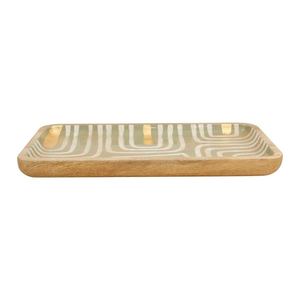Wholesale Luxury Rectangular Mango Wood Enamel Tray Bulk Hotel Serving Platter Elegant Abstract Gold Accented Tableware - Product Image 5