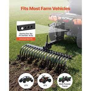 Rastrello Paesaggistico Trainabile da 42 Pollici con Lama a 3 Punti e Leva di Sollevamento per ATV, UTV e Trattori da Giardino Categoria 1, in Acciaio Resistente - Product Image 3