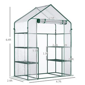 Mini Serra 56 X 29 X 77 cm, Serra da Giardino con Telaio in Legno Ecologico Verde Intenso, Ripiani e Porta Avvolgibile con Copertura Impermeabile - Product Image 3