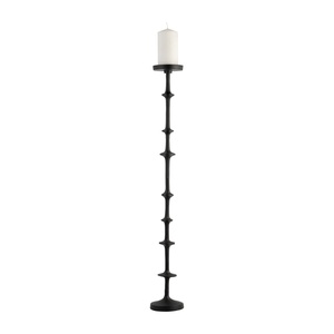 Elegante candelabro alto negro con un diseño único de espiral multinivel y acabado metálico duradero para un aspecto moderno. - Product Image 1