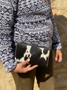 Nouveaux vrais cheveux faits à la main sur cacher portefeuilles pour femmes portefeuille mince à deux volets en cuir Snap fourrure pochette sac à main vraie vache cacher fourrure sac à main portefeuille - Product Image 3