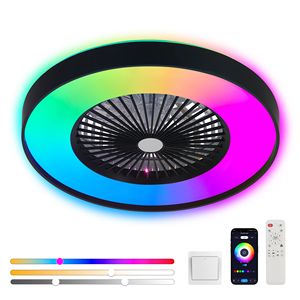 Ventilatore da Soffitto LED Smart Moderno da 23 Pollici con Luce RGB Dimmerabile e Controllo Remoto tramite App, Colore Nero per Casa o Ufficio - Product Image 6