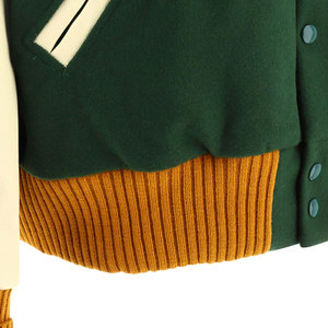 Fashionable Casual Men's Varsity Winter Jacket Stand Collar Front Logo Long Sleeves Relaxed Fit Windproof Breathable Cotton <b>Wool</b> - Product Image 6
