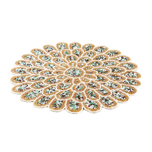 Handcrafted Round <b>Beaded</b> <b>Placemats</b> for Dining Table Wedding Christmas Decoration Family Gathering Parties - Product Image 2