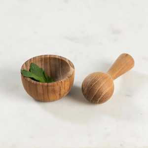 Smooth Finish Acacia Wood Mortar and Pestle Set Ergonomic Manual Herb Spice <b>Grinder</b> Garlic Crusher Kitchen Grinding Bowl - Product Image 1