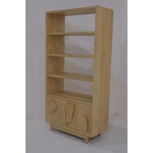 Meuble de salon scandinave en bois massif avec 3 étagères et portes à battants, meuble de rangement et de présentation moderne - Product Image 4