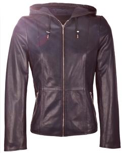 Chaqueta de motorista de cuero de piel de oveja genuina para mujer, botón de cuello levantado, piel transpirable, invierno largo - Product Image 4