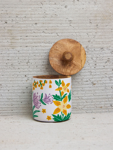 Tarro de especias de madera con revestimiento de esmalte y tapa de madera, diseño de granada, recipiente hermético para almacenamiento en la cocina, para mantener la frescura - Product Image 6